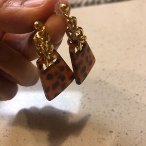 Anti-allergy Plastic Stem Cheetah Print Earrings